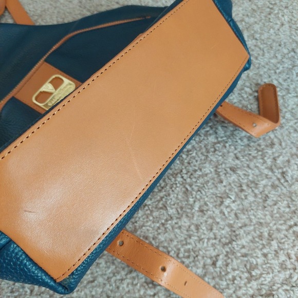 Valentina‎ Italian Leather Navy Tan Convertible Backpack Purse Top Handle Bag main image 13
